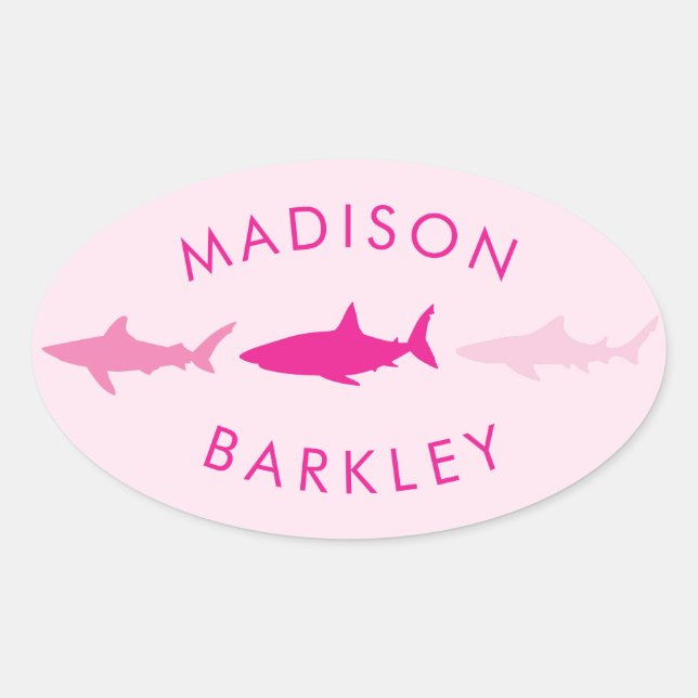Shark Cute Kids Oval Sticker (Front)