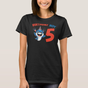 Shark Cute Kids Sharks Graphic Birthday Boy 5 T-Shirt