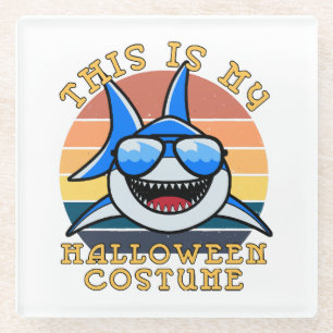 Shark Daddy Spooky Sunset Funny Glass Coaster