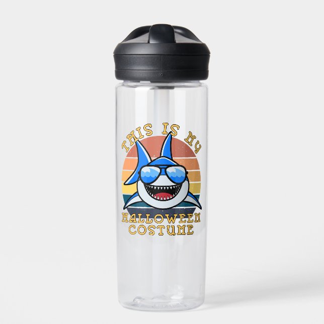 Shark Daddy Spooky Sunset Funny Water Bottle (Front)