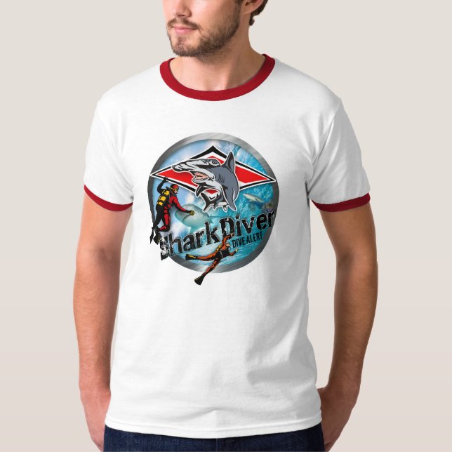 shark diver cartoon T-Shirt (Front)