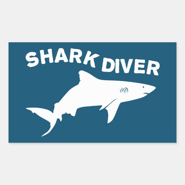 Shark Diver Rectangular Sticker (Front)