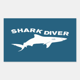 Shark Diver Rectangular Sticker