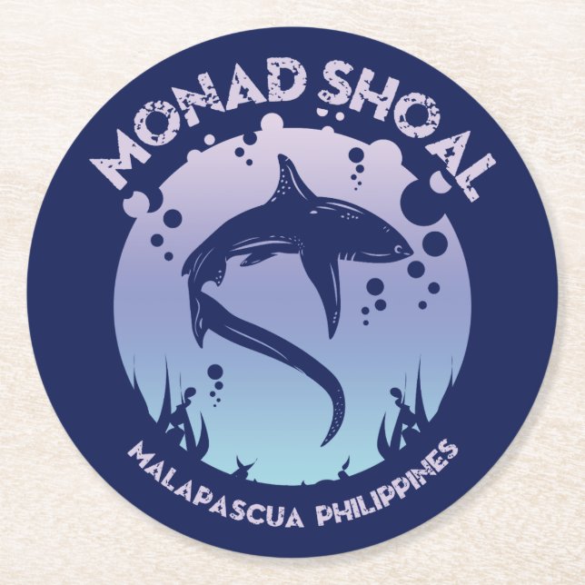 Shark Diving At Monad Shoal Round Paper Coaster (Front)