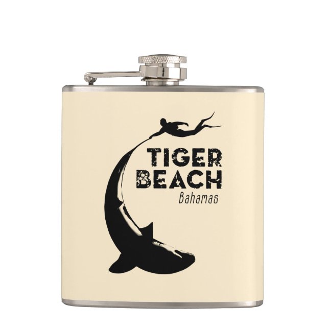 Shark Diving at Tiger Beach Hip Flask (Front)