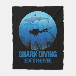 Shark Diving Extreme Scuba Diver Fleece Blanket