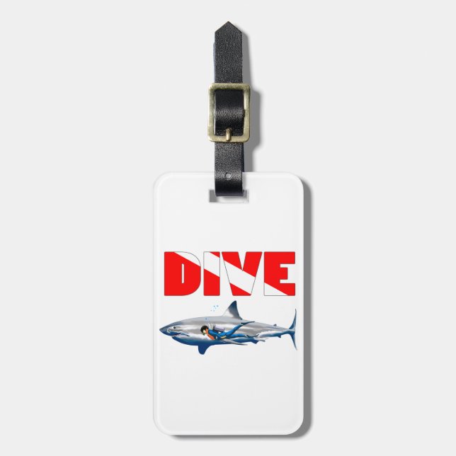 Shark Diving Luggage Tag (Front Vertical)