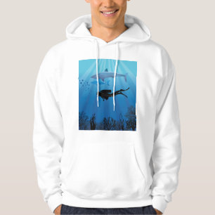 Shark Diving Scuba Diver Hoodie