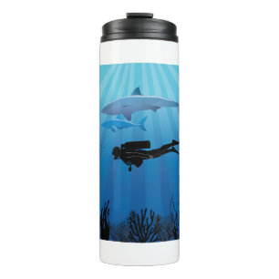 Shark Diving Scuba Diver Thermal Tumbler