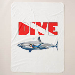 Shark Diving Sherpa Blanket