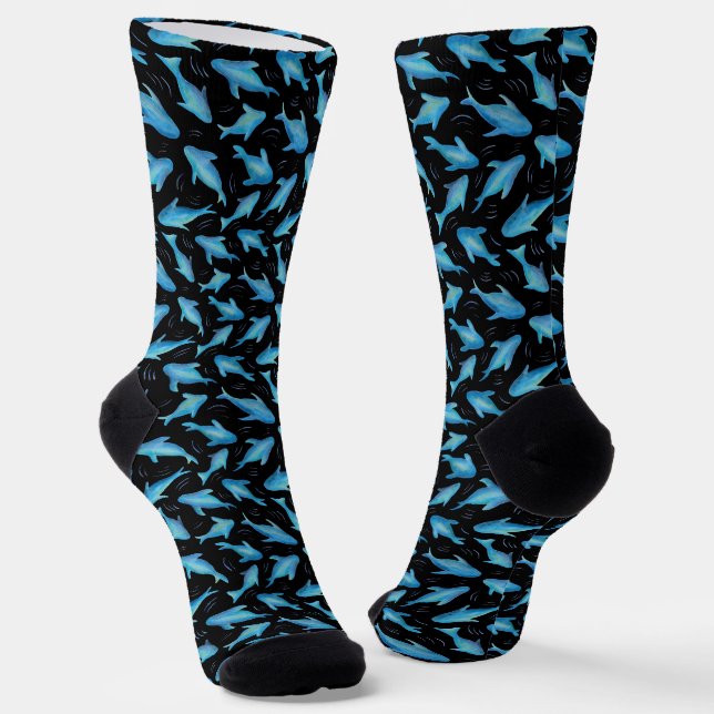 Shark Dolphin Fish pattern Socks (Angled)