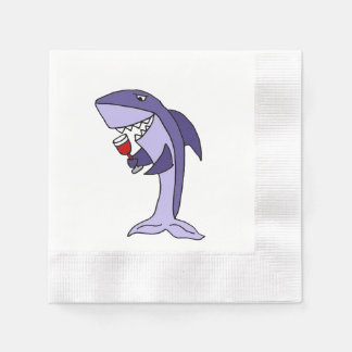 Shark Drinking Red Wine Napkin