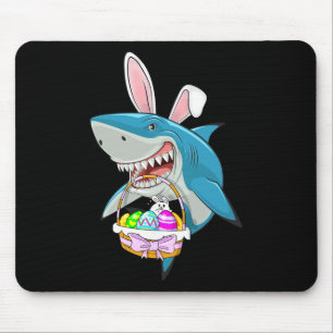 Shark Easter Bunny Egg Basket Funny Boys Girls Kid Mouse Pad