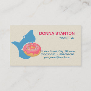 Shark eating a doughnut business card