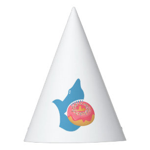 Shark eating a doughnut party hat