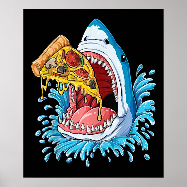 Shark Eating Pizza Jawsome Men Food Lovers Summer Poster (Front)