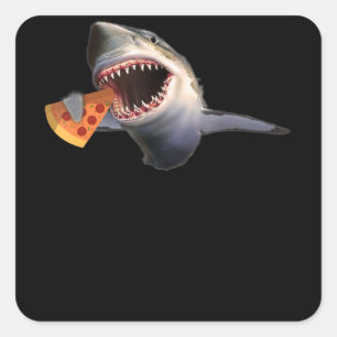 Shark Eating Pizza Shark Lovers Funny Gifts Square Sticker
