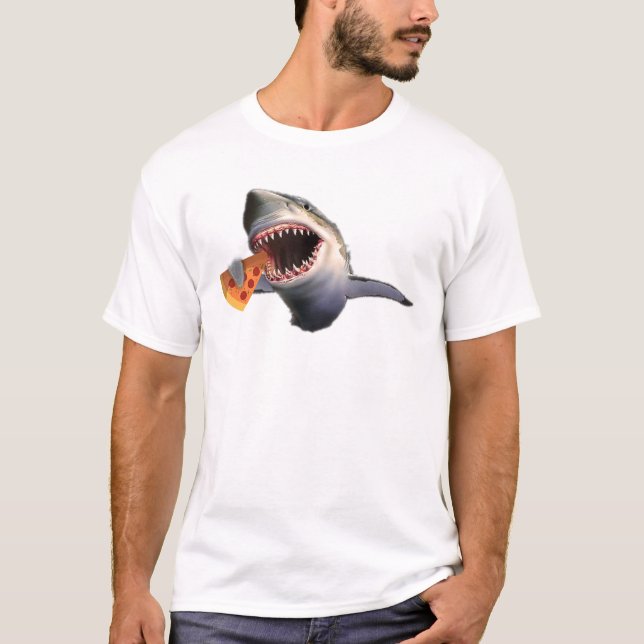 Shark Eating Pizza Shark Lovers Funny Gifts T-Shirt (Front)