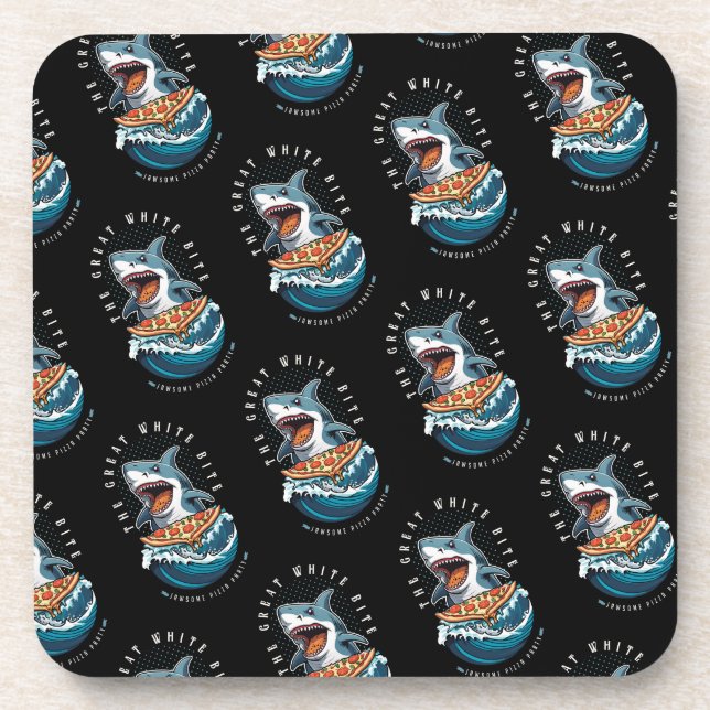 Shark Eating Pizza | The Great White Bite Jawsome  Coaster (Front)