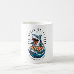 Shark Eating Pizza The Great White Bite Jawsome Coffee Mug