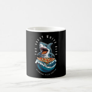 Shark Eating Pizza The Great White Bite Jawsome Coffee Mug