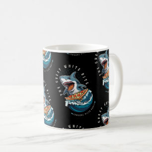 Shark Eating Pizza The Great White Bite Jawsome Coffee Mug