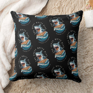 Shark Eating Pizza   The Great White Bite Jawsome  Cushion
