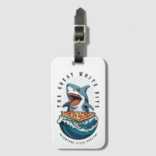 Shark Eating Pizza The Great White Bite Jawsome Luggage Tag