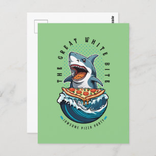 Shark Eating Pizza The Great White Bite Jawsome Postcard