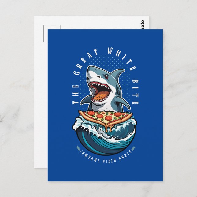 Shark Eating Pizza | The Great White Bite Jawsome  Postcard (Front/Back)