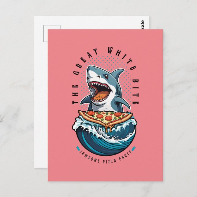 Shark Eating Pizza | The Great White Bite Jawsome  Postcard (Front/Back)