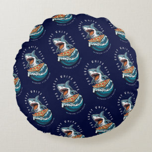 Shark Eating Pizza The Great White Bite Jawsome Round Cushion