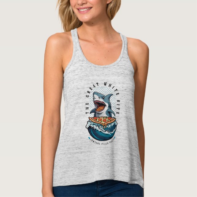Shark Eating Pizza | The Great White Bite Jawsome  Singlet (Front)