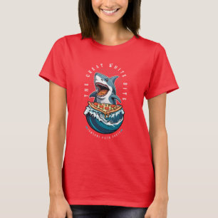 Shark Eating Pizza   The Great White Bite Jawsome  T-Shirt