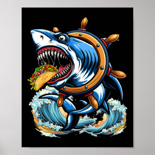 Shark Eating Taco Christmas Sea Animal Lover Kids Poster