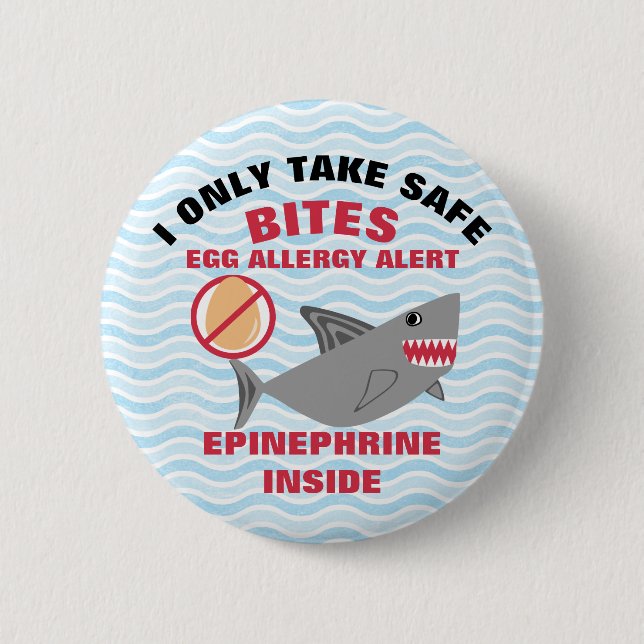 Shark Egg Allergy Alert Warning Epinephrine 6 Cm Round Badge (Front)