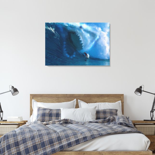 Shark Face Oil Painting Print (Insitu(Bedroom))