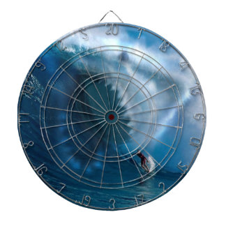 Shark face surfer ocean blue sky dartboard