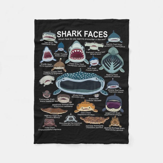 Shark Faces Which Face Do You Want To Encounter Fleece Blanket (Front)