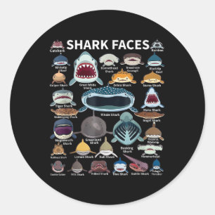 Shark Faces Which Face Do You Want To Encounter In Classic Round Sticker