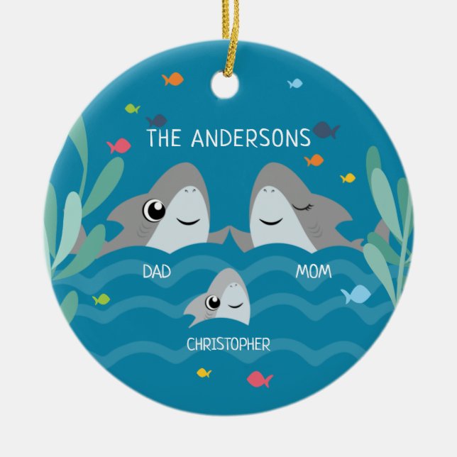 Shark Family Ornament (Front)