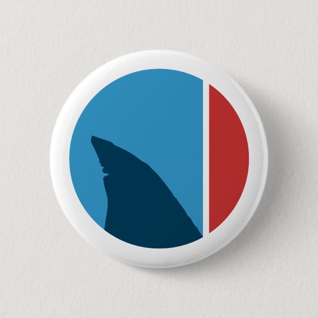 shark fin circle 6 cm round badge (Front)