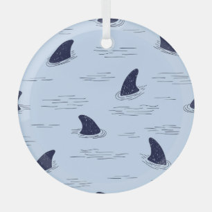 Shark Fin Ocean Pattern Glass Tree Decoration