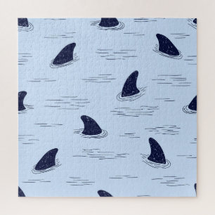 Shark Fin Ocean Pattern Jigsaw Puzzle