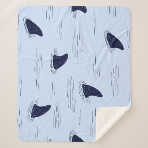 Shark Fin Ocean Pattern Sherpa Blanket