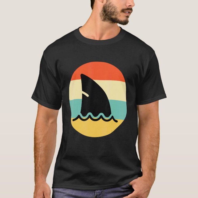 Shark Fin Retro Style Shark T-Shirt (Front)