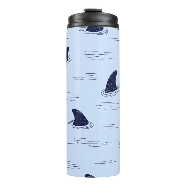 Shark fin seamless pattern.  thermal tumbler (Front)