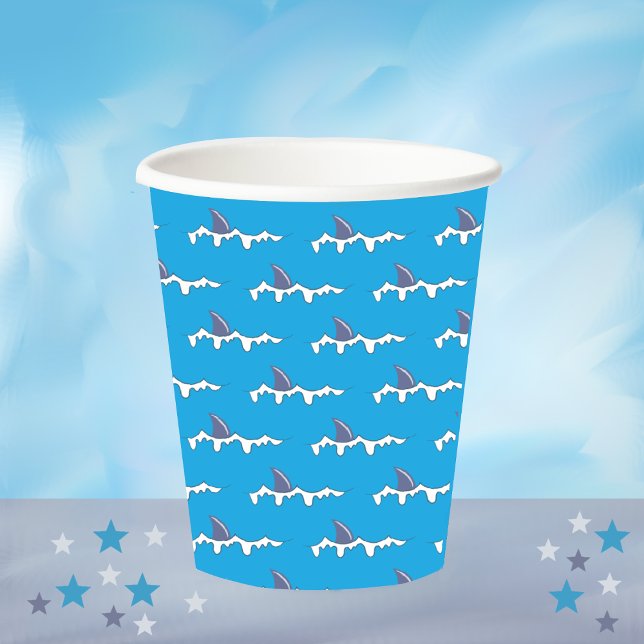 Shark Fins Doodle Blue Paper Cups (Creator Uploaded)