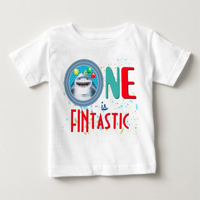 Shark Fintastic First Birthday Baby T-Shirt (Front)
