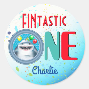 Shark Fintastic First Birthday Classic Round Sticker